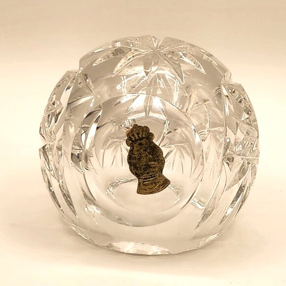 Imperlux Worlds Finest Vintage Cut Lead Crystal Round Side Tilt Cigar Ashtray - Picture 3 of 7